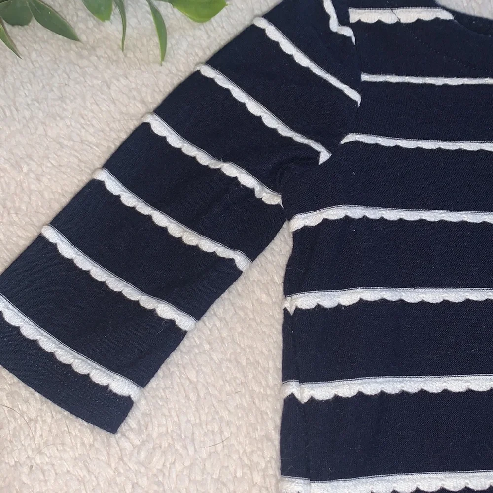 Gap Baby Girl 3-6M Navy & White Stripe Dress EUC